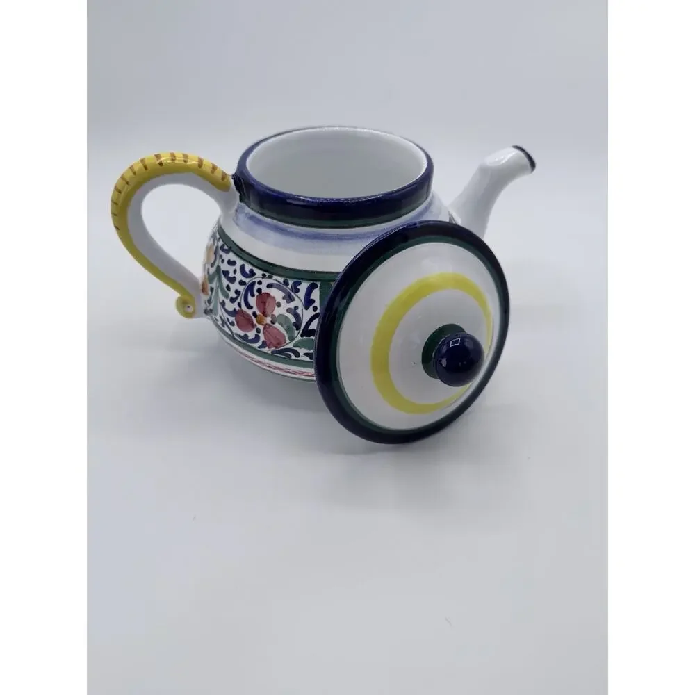 Il Girasole Made in Italy Hand Painted Ceramic Teapot Floral Folk Art